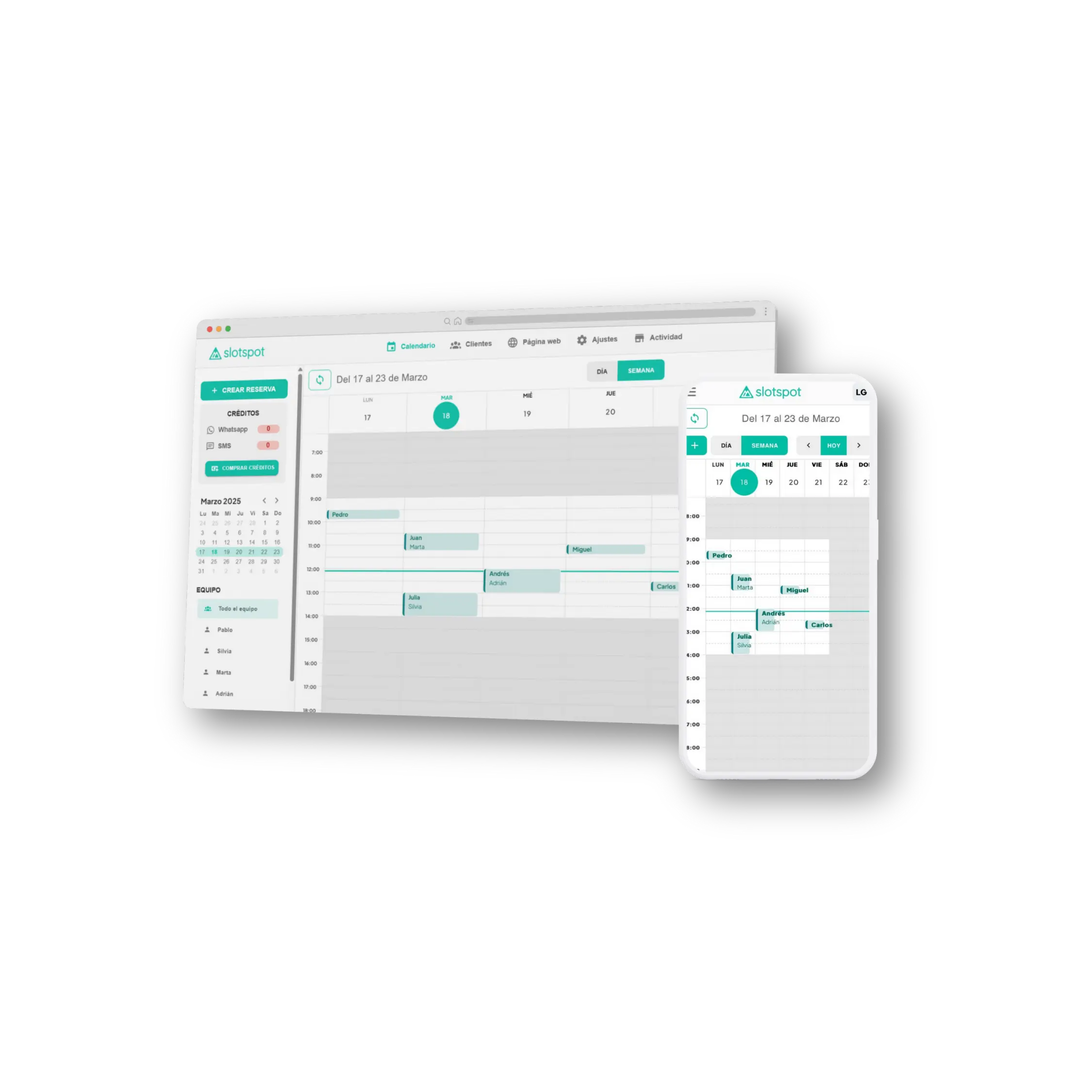 Preview of the appointment management app